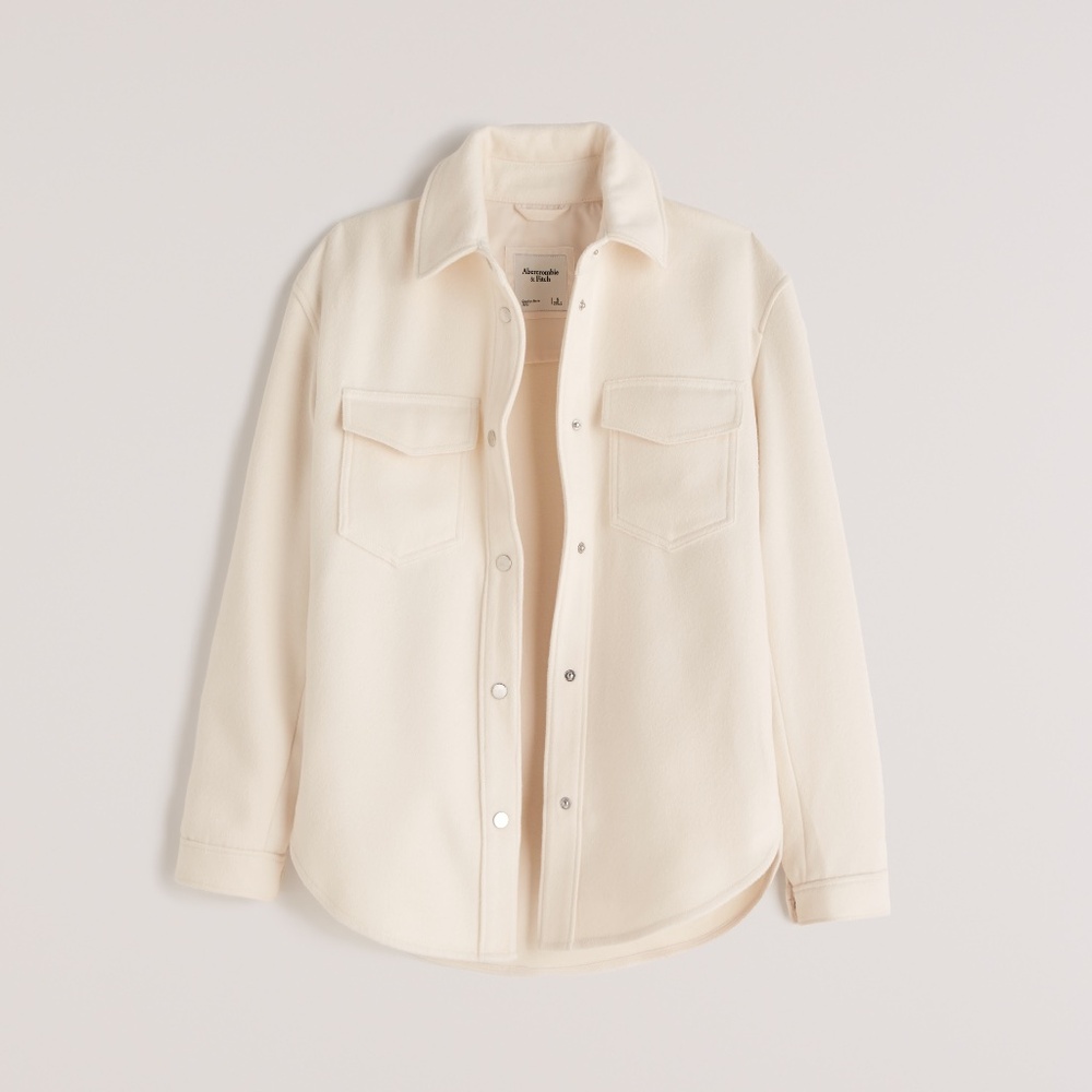 Abercrombie Women's Shirt Jacket - Off white - Medium